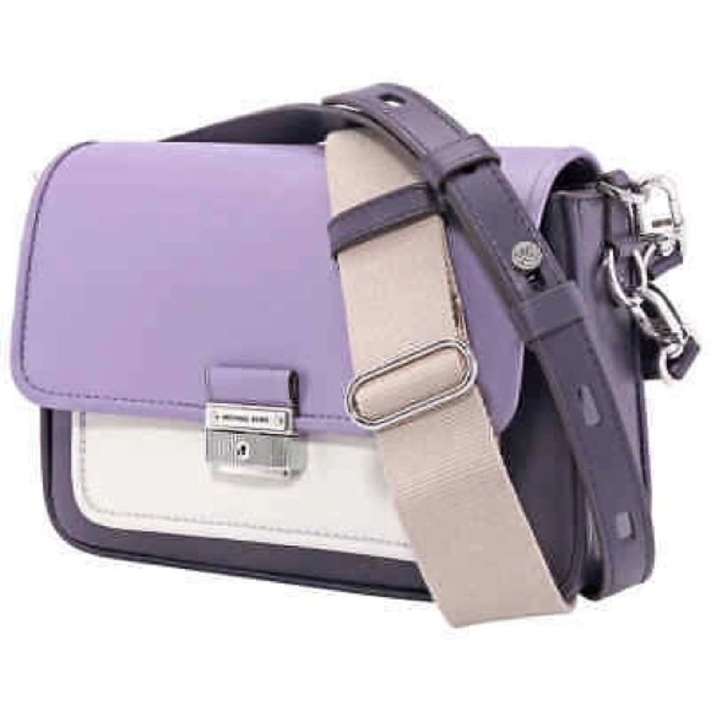 NWT Michael Kors Bradshaw Purple and White Crossbody Bag